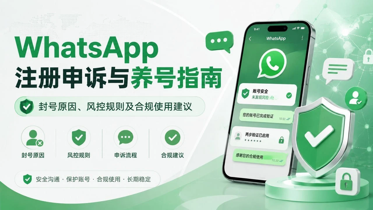 WhatsApp账号购买,注册申诉与养号指南:封号原因、风控规则及合规使用建议|社媒运营与账号增长指南